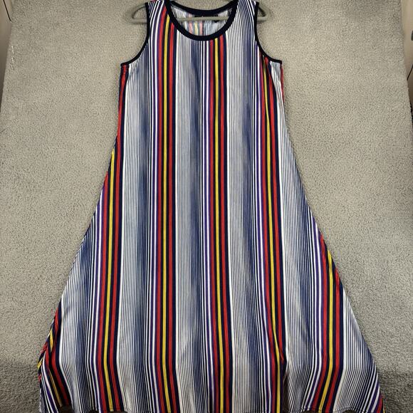 Attitudes by Renee Dresses & Skirts - Attitudes by Renee Pleated Midi Dress Large Beachy Nautical Flowy Stretch Resort